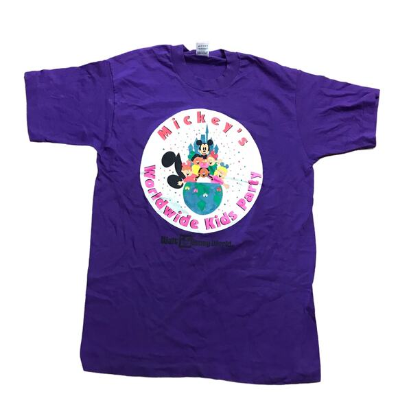 vintage Fruit of the loom Mickeys worldwide kids party tee - Picture 1 of 4